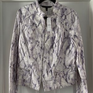 White House Black Market Purple Ecru Moto Jacket